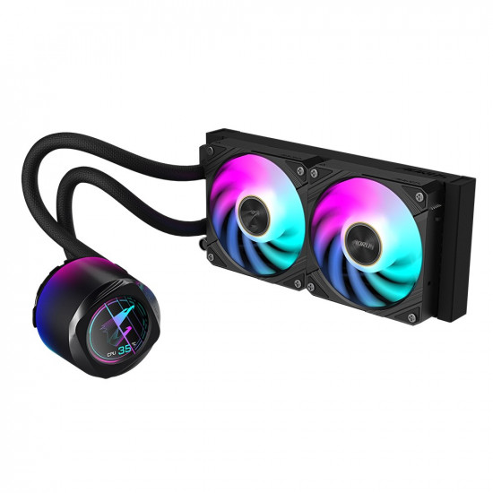 GIGABYTE AORUS WATERFORCE X II 240 AIO Liquid CPU Cooler - 2x120mm ARGB Fans, full-color LCD, DAISY-CHAIN, Intel LGA 1851 and AMD AM5 Compatible