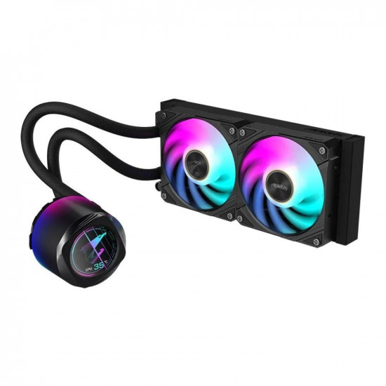 GIGABYTE AORUS WATERFORCE X II 240 AIO Liquid CPU Cooler - 2x120mm ARGB Fans, full-color LCD, DAISY-CHAIN, Intel LGA 1851 and AMD AM5 Compatible