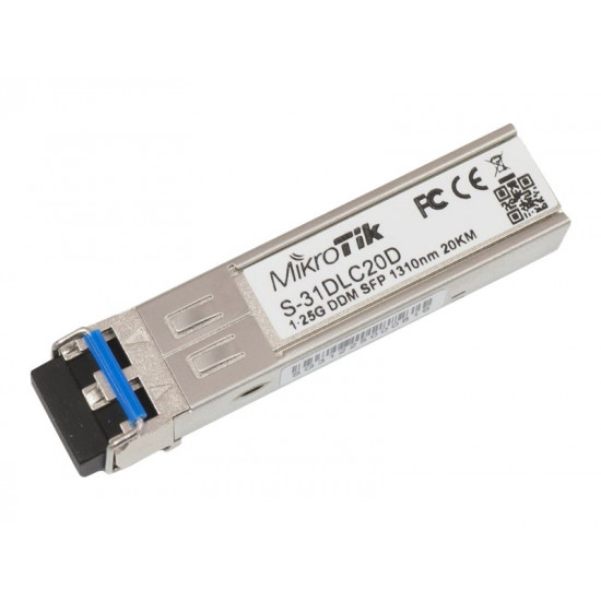 MikroTik | S-85DLC05D | SFP | Multi-Mode Fiber | Dual LC | 10/100/1000 Mbit/s | Wavelength 850 nm | Maximum transfer distance 550 m | -40 to 70C