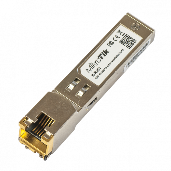 MikroTik | S-RJ01 | SFP | Copper | RJ-45 | 10/100/1000 Mbit/s | Maximum transfer distance 100 m | 0 to +85C