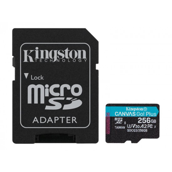 Kingston | microSD | Canvas Go! Plus | 256 GB | MicroSD | Flash memory class 10 | SD Adapter