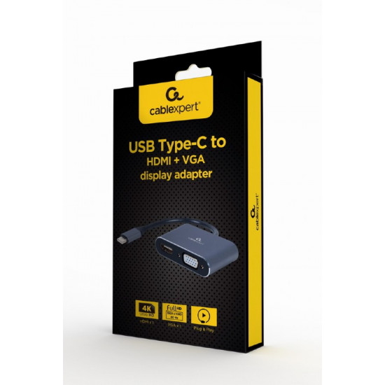 Cablexpert | USB Type-C to HDMI and VGA display adapter | A-USB3C-HDMIVGA-01 | USB Type-C