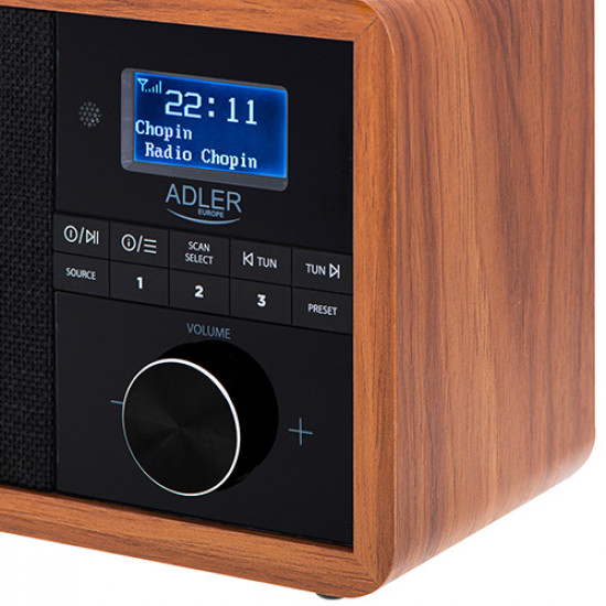 Adler | Radio DAB+ Bluetooth | AD 1184 | Alarm function | Black/Brown