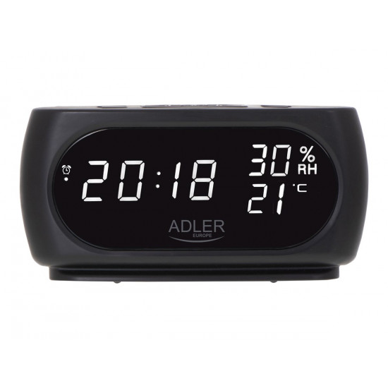 Adler | Clock with Thermometer | AD 1186 | Black