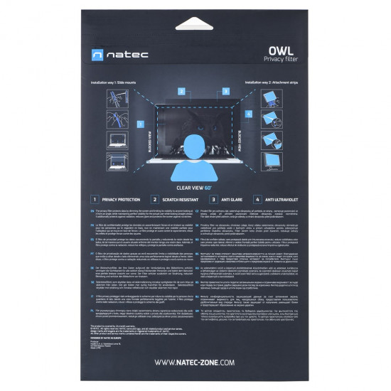 NATEC Owl Frameless display privacy filter 39.6 cm (15.6)