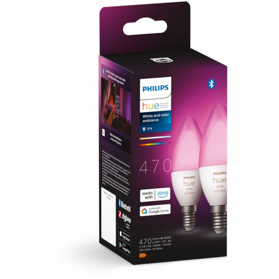 Philips Hue White & Color Ambiance E14 Kerze Doppelpack 2x470lm