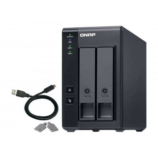 QNAP 2 Bay USB Type-C Direct Attached Storage with Hardware RAID | TR-002 | Micro | 6 GB | Black