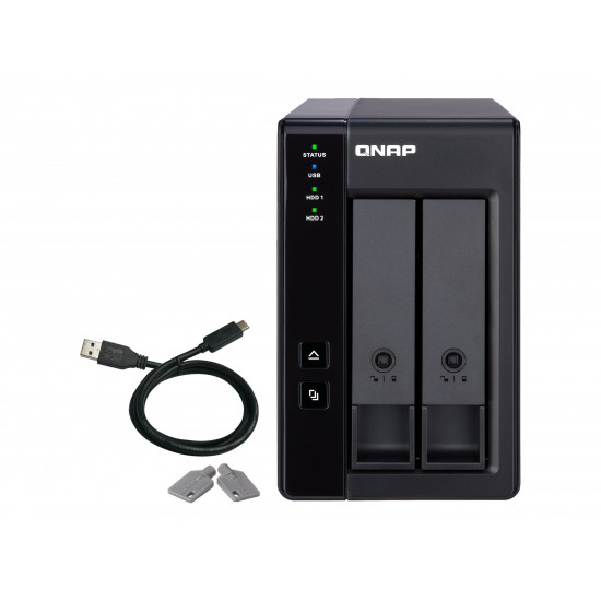 QNAP 2 Bay USB Type-C Direct Attached Storage with Hardware RAID | TR-002 | Micro | 6 GB | Black