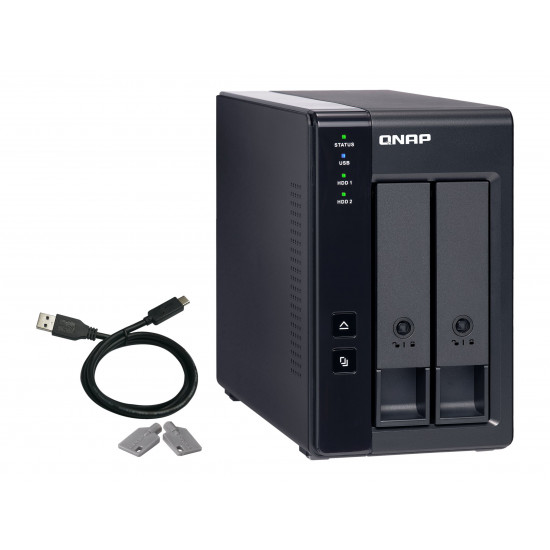 QNAP 2 Bay USB Type-C Direct Attached Storage with Hardware RAID | TR-002 | Micro | 6 GB | Black