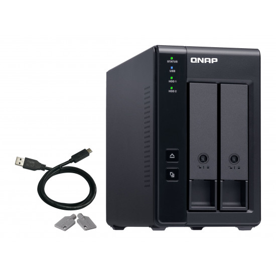 QNAP 2 Bay USB Type-C Direct Attached Storage with Hardware RAID | TR-002 | Micro | 6 GB | Black