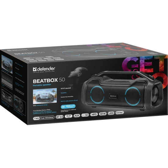 DEFENDER BEATBOX 50 BLUETOOTH SPEAKER 50W BT/RGB/TF/TypeC/IPX5/PWB