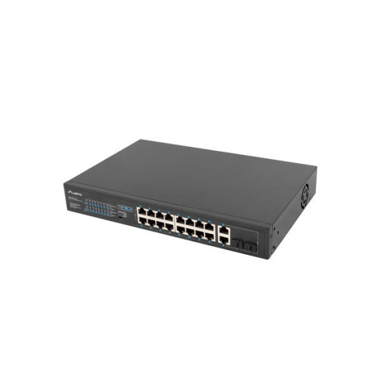 Lanberg Switch rack 19 POE+ 16x 100MB /2X COMBO  GIGABIT ETHERNET 150W