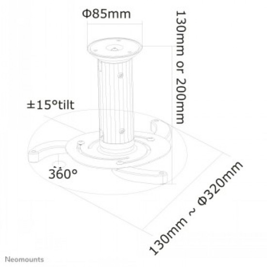 NEWSTAR PROJECTOR CEILING MOUNT (HEIGHT: 8-15 CM) 15 KG WHITE