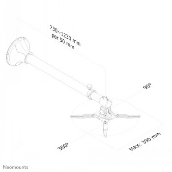 NEWSTAR PROJECTOR WALL MOUNT (LENGTH: 79-129 CM = SHORT THROW) 12 KG SILVER