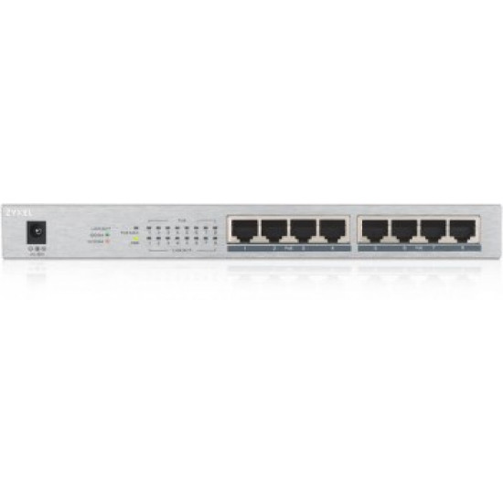 ZYXEL GS1008-HP, 8 PORT GIGABIT POE+ UNMANAGED DESKTOP SWITCH, 8 X POE, 60 WATT