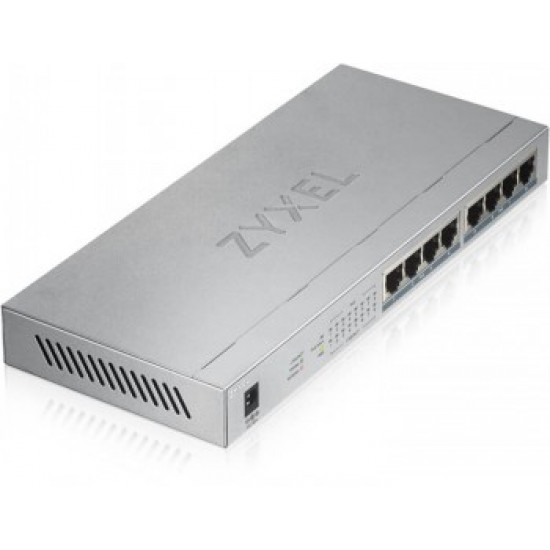 ZYXEL GS1008-HP, 8 PORT GIGABIT POE+ UNMANAGED DESKTOP SWITCH, 8 X POE, 60 WATT