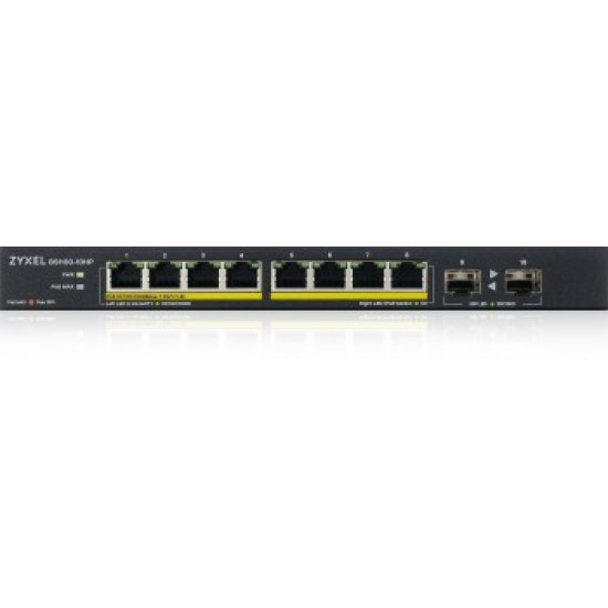 ZYXEL GS1100-10HPV2, UNMANAGED POE 8X GIGABIT, 2X FIBER UPLINK, 120 WATT POE