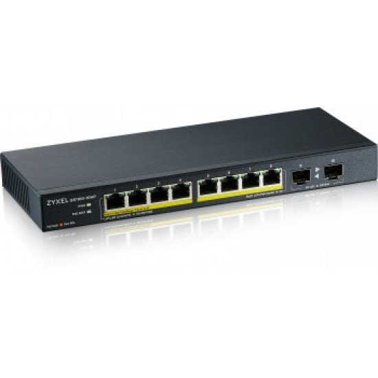 ZYXEL GS1100-10HPV2, UNMANAGED POE 8X GIGABIT, 2X FIBER UPLINK, 120 WATT POE