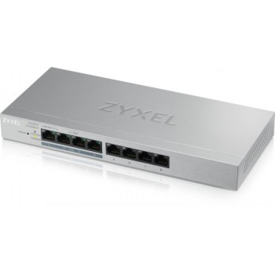 ZYXEL GS1200-8HP, 8 PORT GIGABIT POE+ WEBMANAGED DESKTOP SWITCH, 4X POE, 60 WATT