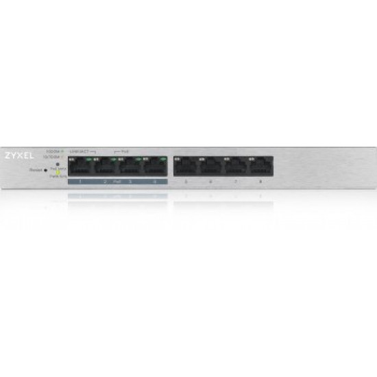 ZYXEL GS1200-8HP, 8 PORT GIGABIT POE+ WEBMANAGED DESKTOP SWITCH, 4X POE, 60 WATT