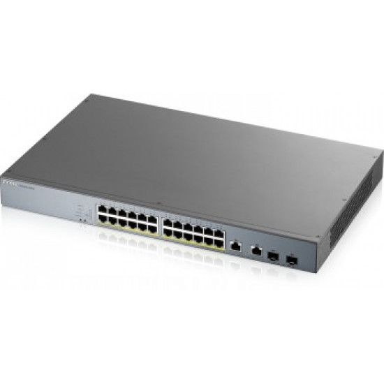 ZYXEL GS1350-26HP, 26 PORT MANAGED CCTV POE SWITCH, LONG RANGE, 375W (1 YEAR NCC PRO PACK LICENSE BUNDLED)