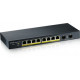 ZYXEL GS1900-10HP V2, 8-PORT GBE L2 POE SMART SWITCH + 2 SFP SLOTS, 802.3AT, DESKTOP, FANLESS, 70 WATT