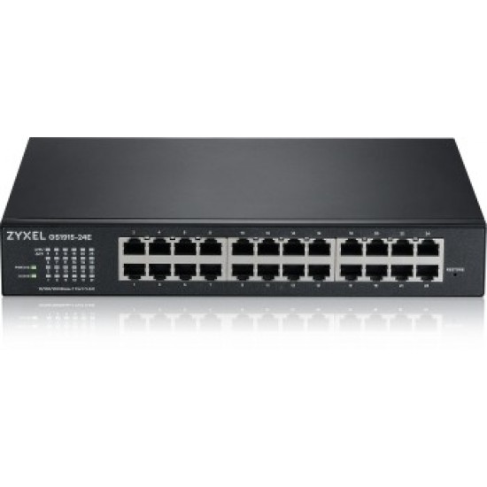 ZYXEL GS1915-24E, 24-PORT GBE SMART SWITCH, HYBRID MODE, STANDALONE OR NEBULAFLEX CLOUD, RACKMOUNT, FANLESS