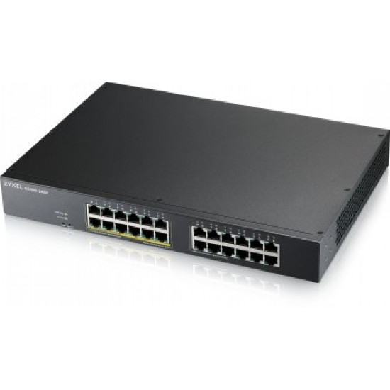 ZYXEL GS1915-24EP, 24-PORT GBE, 12 PORT POE, 130 WATT 802.3AT, RACKMOUNT, FANLESS, SMART SWITCH, HYBRID MODE, STANDALONE OR NEBULAFLEX CLOUD