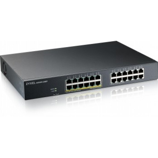 ZYXEL GS1915-24EP, 24-PORT GBE, 12 PORT POE, 130 WATT 802.3AT, RACKMOUNT, FANLESS, SMART SWITCH, HYBRID MODE, STANDALONE OR NEBULAFLEX CLOUD