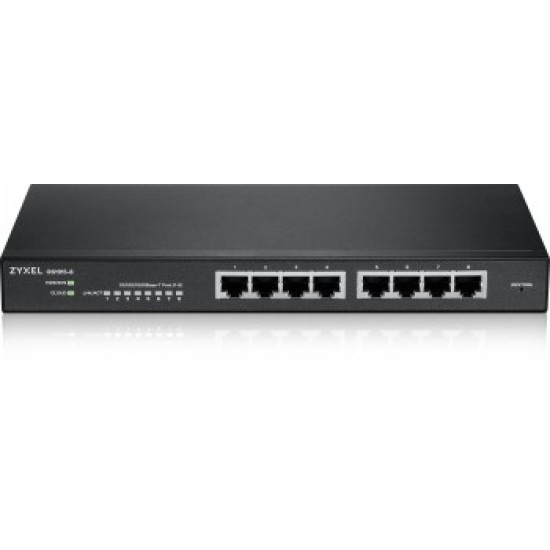 ZYXEL GS1915-8, 8-PORT GBE SMART SWITCH, HYBRID MODE, STANDALONE OR NEBULAFLEX CLOUD, DESKTOP, FANLESS