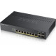 ZYXEL GS1920-8HPV2, 10 PORT SMART MANAGED SWITCH 8X GIGABIT COPPER AND 2X GIGABIT DUAL PERS., HYBRID MODE, STANDALONE OR NEBULAFLEX CLOUD, 130 WATT POE, FANLESS