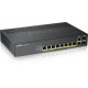 ZYXEL GS1920-8HPV2, 10 PORT SMART MANAGED SWITCH 8X GIGABIT COPPER AND 2X GIGABIT DUAL PERS., HYBRID MODE, STANDALONE OR NEBULAFLEX CLOUD, 130 WATT POE, FANLESS