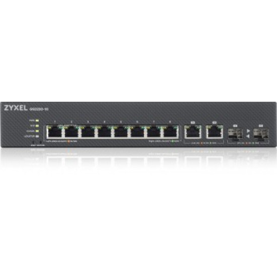 ZYXEL GS2220-10,EU REGION,8-PORT GBE L2 SWITCH WITH GBE UPLINK (1 YEAR NCC PRO PACK LICENSE BUNDLED)