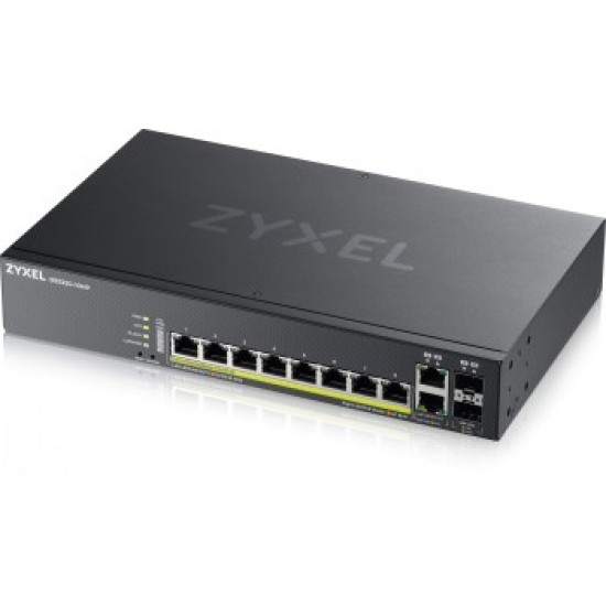 ZYXEL GS2220-10HP,EU REGION,8-PORT GBE L2 POE SWITCH WITH GBE UPLINK (1 YEAR NCC PRO PACK LICENSE BUNDLED)