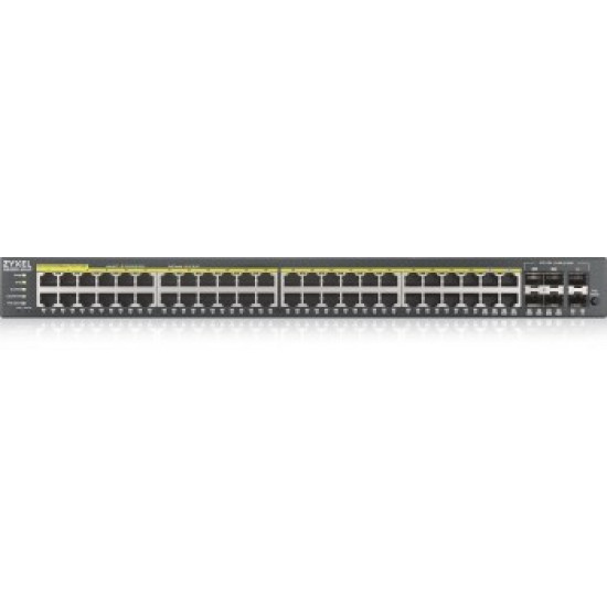 ZYXEL GS2220-50HP,EU REGION,48-PORT GBE L2 POE SWITCH WITH GBE UPLINK (1 YEAR NCC PRO PACK LICENSE BUNDLED)