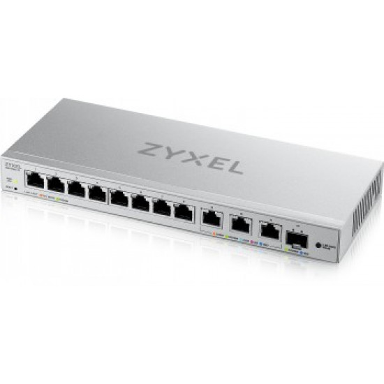 ZYXEL XGS1250-12 V2, 12-PORT GIGABIT WEBMANAGED DESKTOP SWITCH WITH 8 PORT 1G + 3-PORT MULTIGIG 1/2.5/5/10G + 1-PORT SFP+