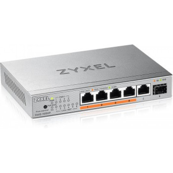 ZYXEL XMG-105 5 PORTS 2,5G + 1 SFP+, 4 PORTS 70W TOTAL POE++ DESKTOP MULTIGIG UNMANAGED DESKTOP SWITCH