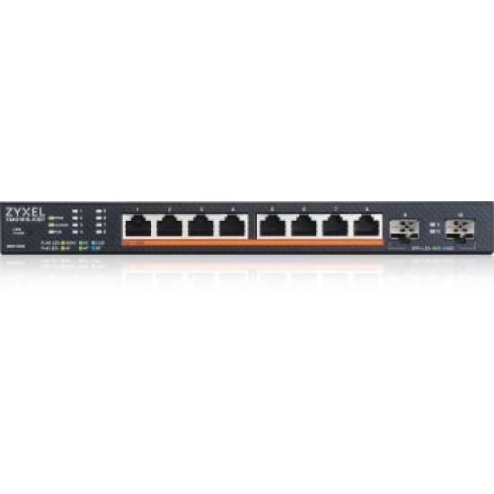 ZYXEL XMG1915-10EP, 8-PORT 2.5GBE, 2 SFP+, 8 X POE++ 130W SMART SWITCH, HYBRID MODE, STANDALONE OR NEBULAFLEX CLOUD