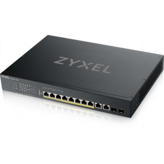 ZYXEL XS1930-12HP, 8-PORT MULTI-GIGABIT SMART MANAGED POE 375WATT 802.3BT SWITCH, 2X 10GBE, 2 SFP+ UPLINK, HYBRID MODE, STANDALONE OR NEBULAFLEX CLOUD