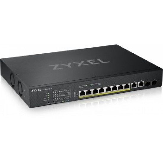 ZYXEL XS1930-12HP, 8-PORT MULTI-GIGABIT SMART MANAGED POE 375WATT 802.3BT SWITCH, 2X 10GBE, 2 SFP+ UPLINK, HYBRID MODE, STANDALONE OR NEBULAFLEX CLOUD