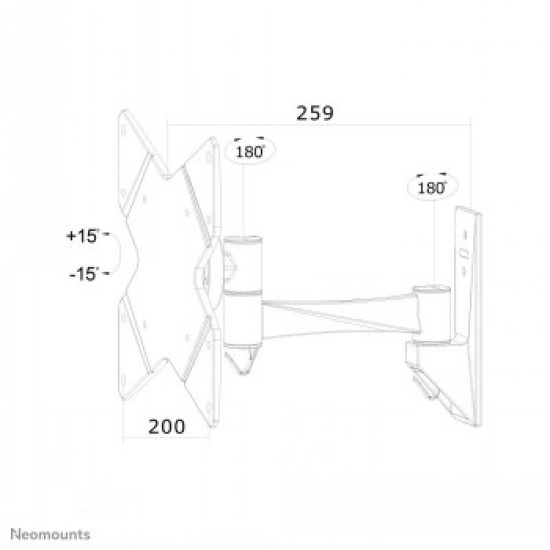 NEWSTAR FLAT SCREEN WALL MOUNT (2 PIVOTS & TILTABLE) 10-40 BLACK