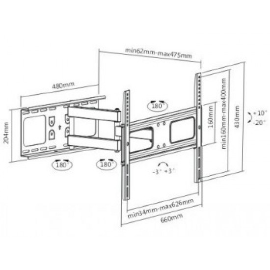 LH-GROUP WALL MOUNT WITH TURN 37-70 TILT