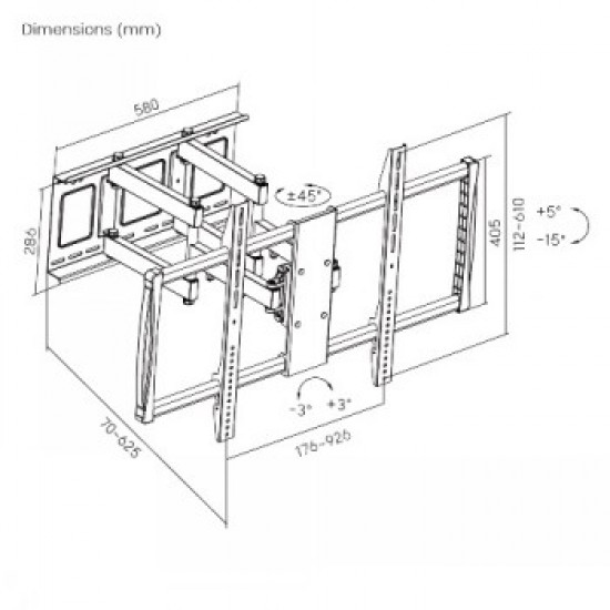 LH-GROUP SWIVELING WALL MOUNT 60-120 MAX 120KG