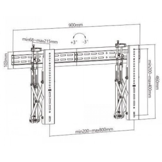 LH-GROUP POP-UP VIDEO WALL MOUNT MAX.45KG 800X400