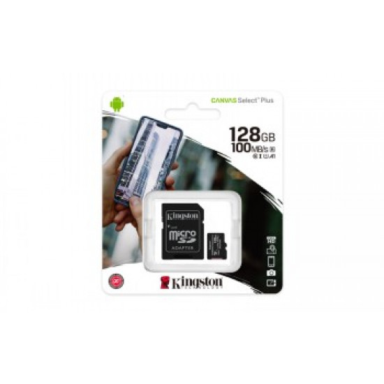 KINGSTON 128GB MICROSDHC CANVAS SELECT PLUS 100R