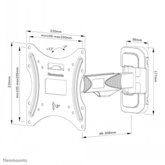 NEOMOUNTS BY NEWSTAR SCREEN WALL MOUNT (FULL MOTION, 2 PIVOTS, VESA 200X200)