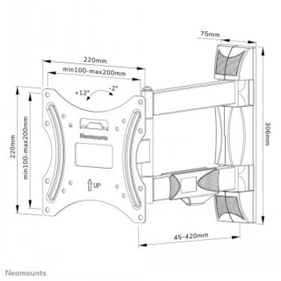 NEOMOUNTS BY NEWSTAR SCREEN WALL MOUNT (FULL MOTION, 3 PIVOTS, VESA 200X200)