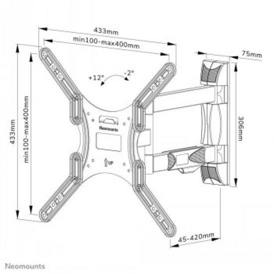 NEOMOUNTS BY NEWSTAR SCREEN WALL MOUNT (FULL MOTION, 3 PIVOTS, VESA 400X400)