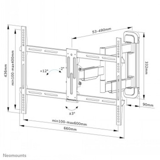 NEOMOUNTS BY NEWSTAR SCREEN WALL MOUNT (FULL MOTION, 3 PIVOTS, VESA 600X400)