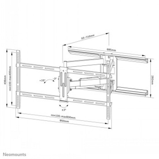 NEOMOUNTS BY NEWSTAR SCREEN WALL MOUNT (FULL MOTION, 3 PIVOTS, VESA 800X400)